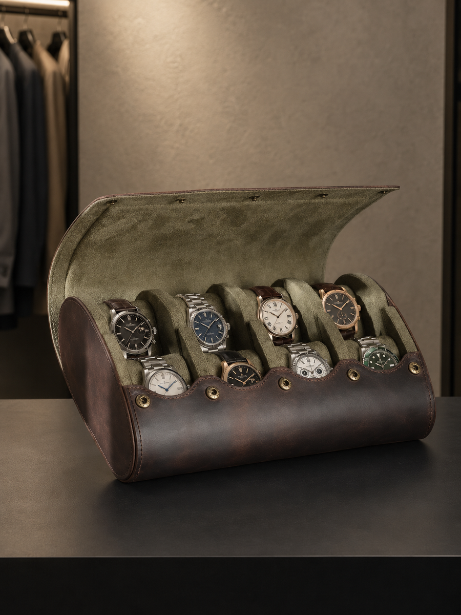 Étui de voyage 8 montres Cuir cognac — vue 3