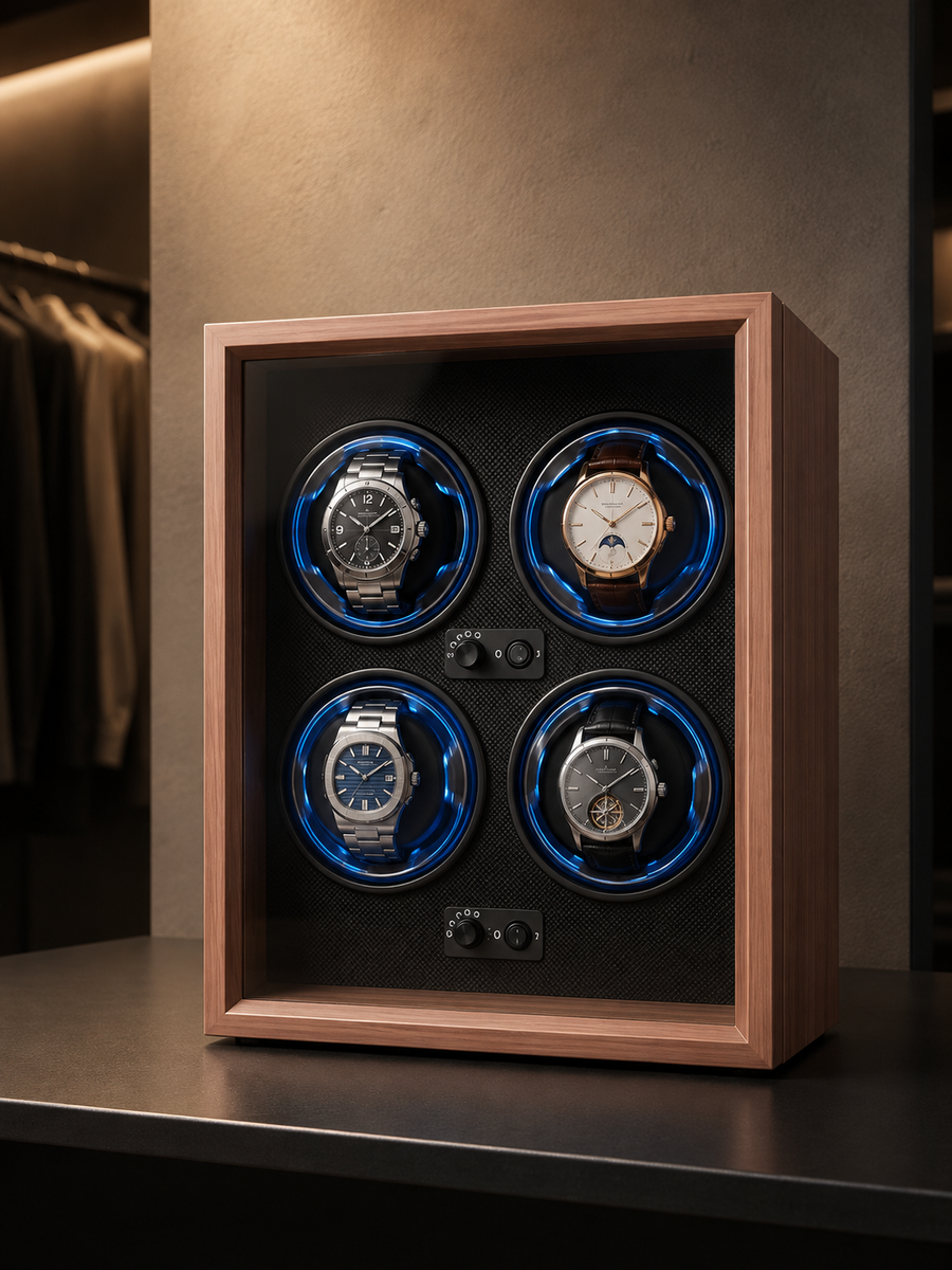 Remontoir 4 montres Bois, éclairage LED — vue 2