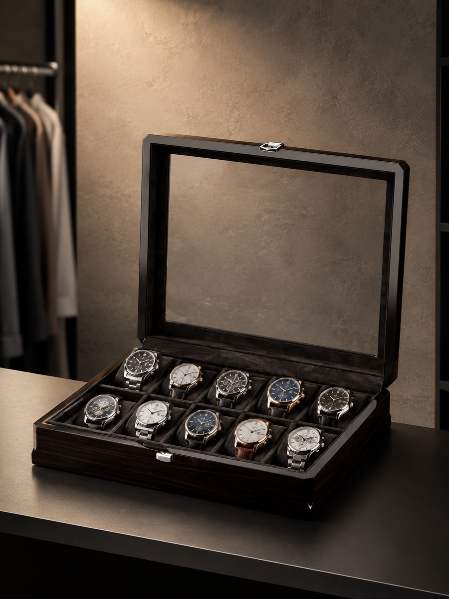 Boîte à montres 18 montres Laqué noir — vue 2