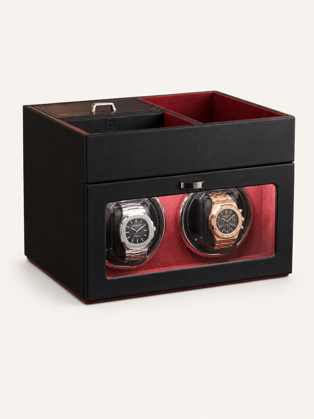 Remontoir 2 montres Écrin à bijoux rouge — vue 1