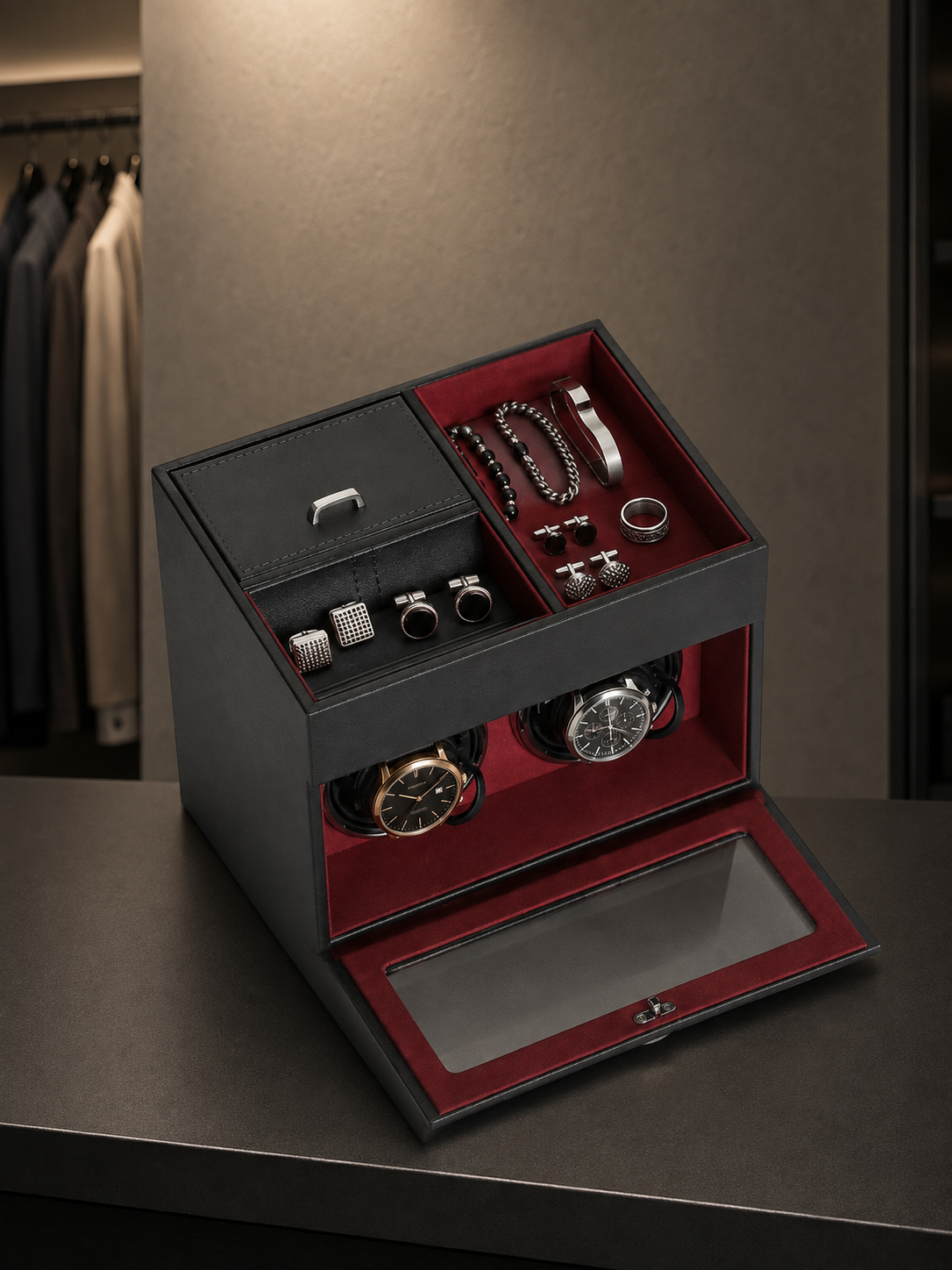 Remontoir 2 montres Écrin à bijoux rouge — vue 8