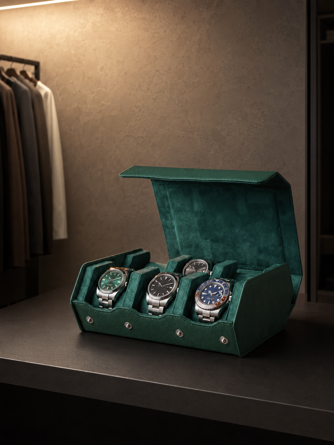 Étui de voyage 6 montres Cuir vert — vue 2
