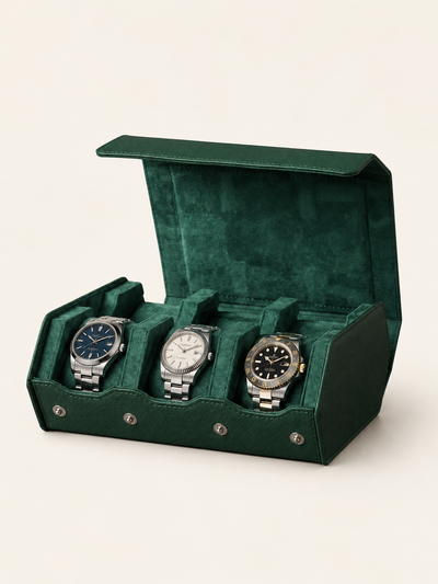 ISOCHRONIE · Étui de voyage · 6 montres · Cuir vert