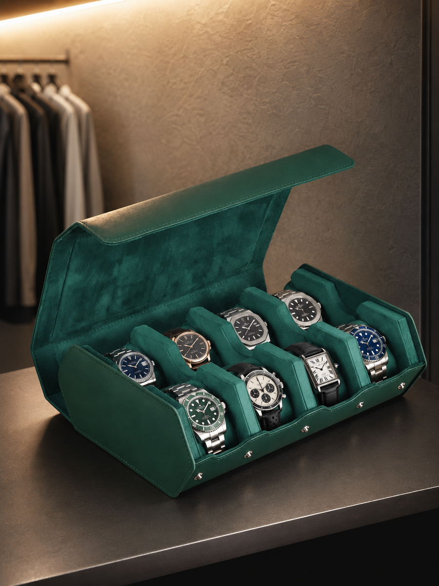 Étui de voyage 8 montres Cuir vert — vue 2