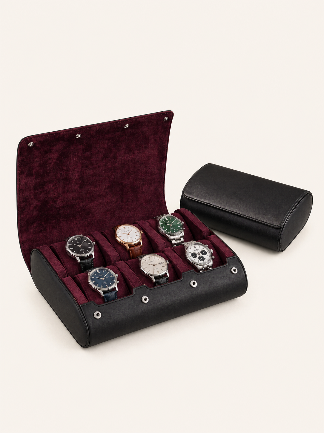 Étui de voyage 6 montres Cuir prune — vue 1
