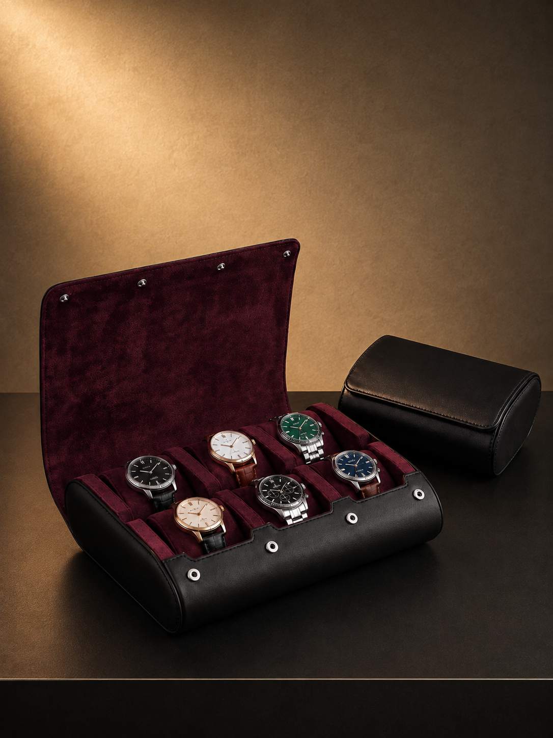 Étui de voyage 6 montres Cuir prune — vue 2