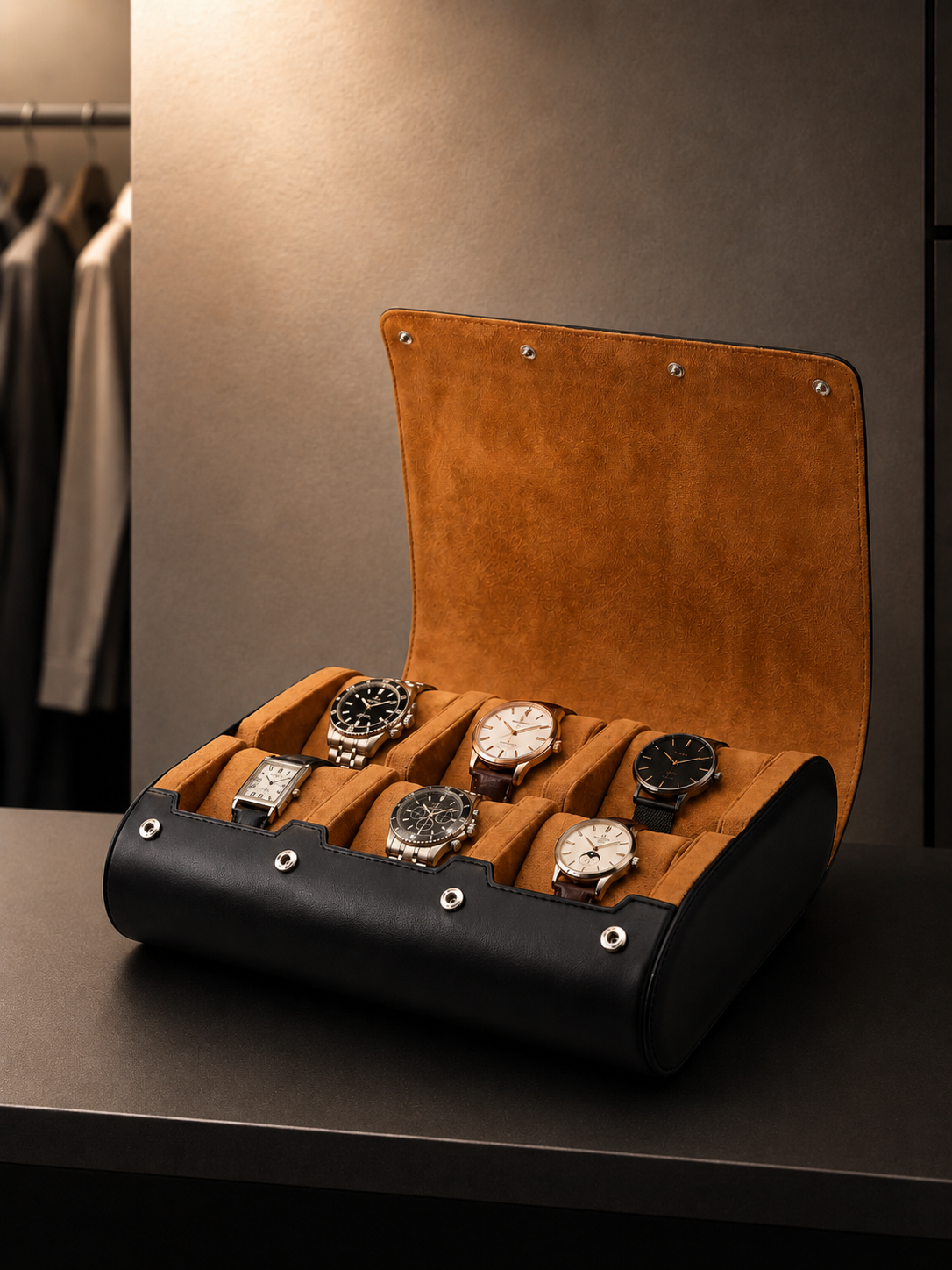 Étui de voyage 6 montres Cuir miel — vue 2