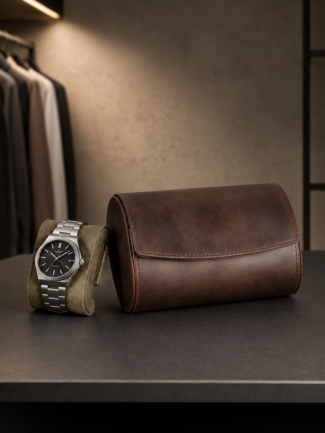 Étui de voyage 3 montres Cuir cognac — vue 4