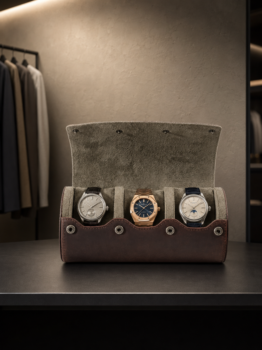 Étui de voyage 3 montres Cuir cognac — vue 3