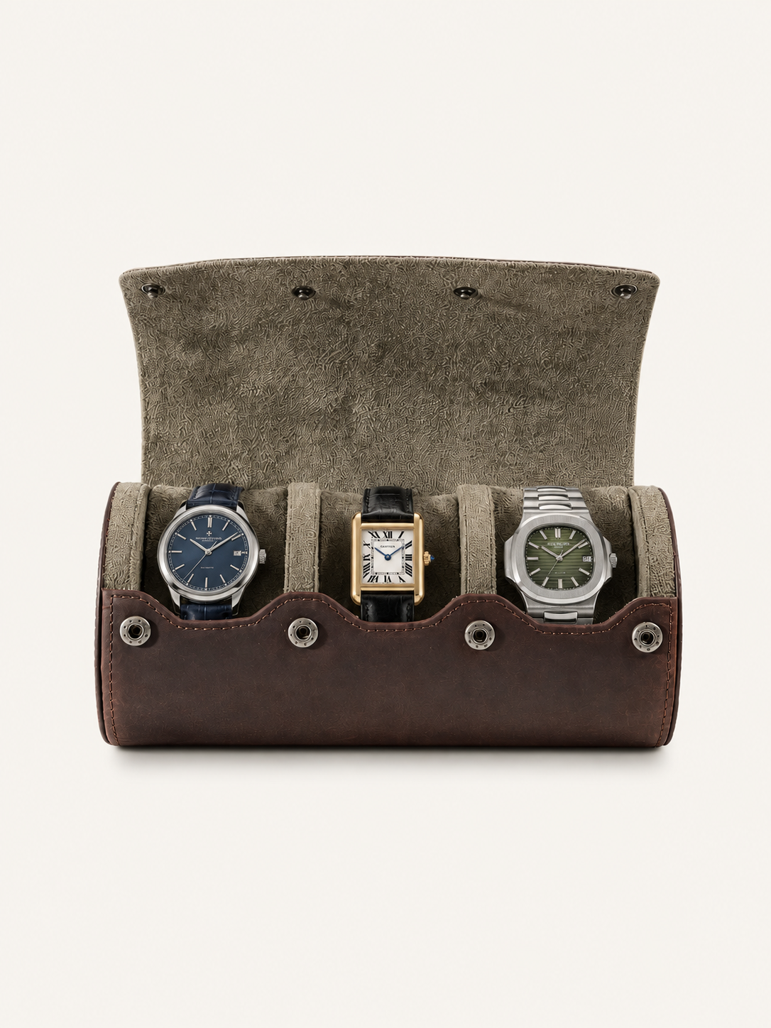 Étui de voyage 3 montres Cuir cognac — vue 1