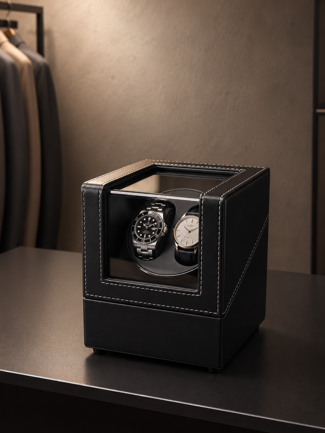 Remontoir 2 montres Cuir grainé — vue 3