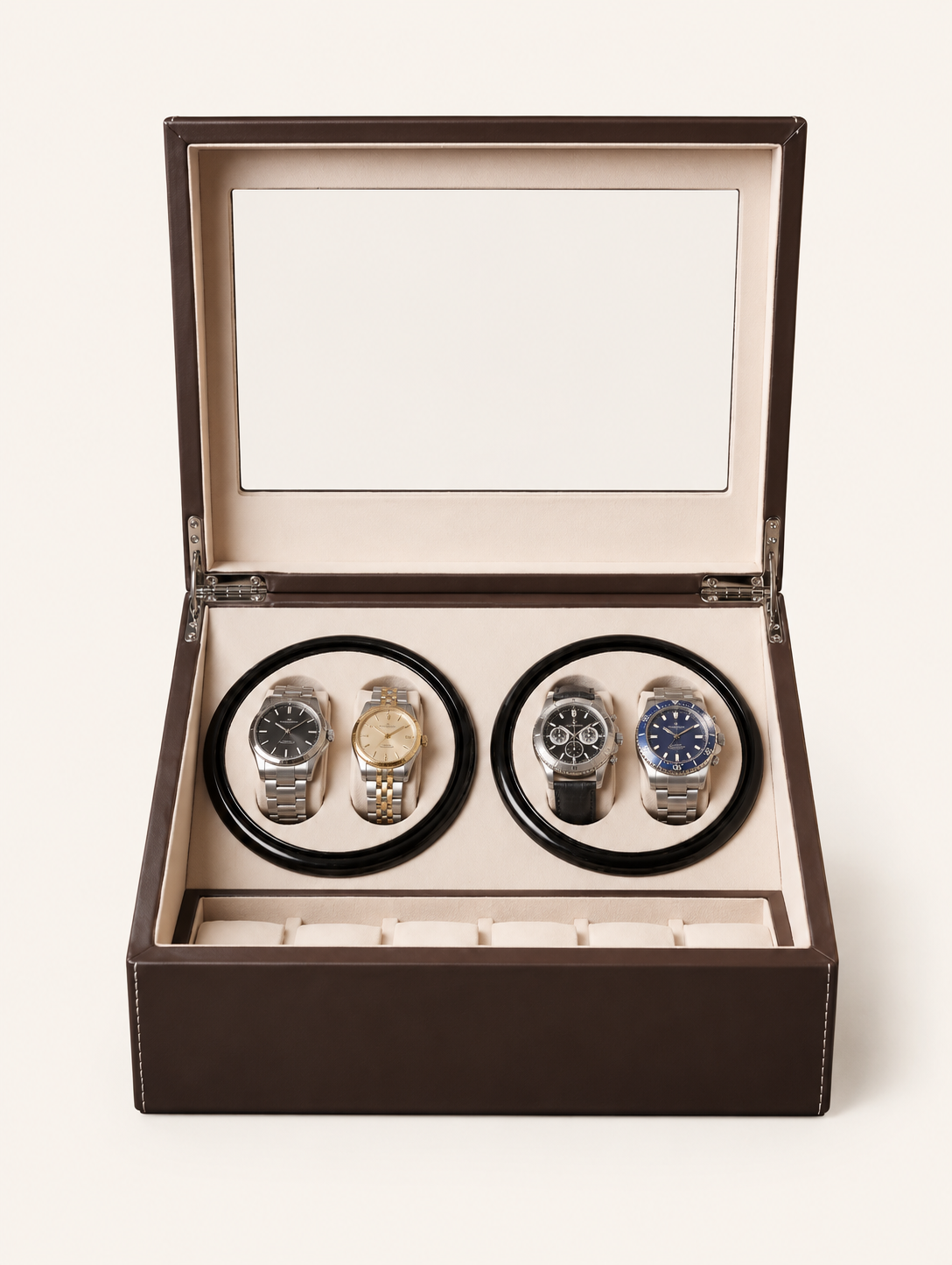 Remontoir 4 montres Cuir, coffret de rangement — vue 2