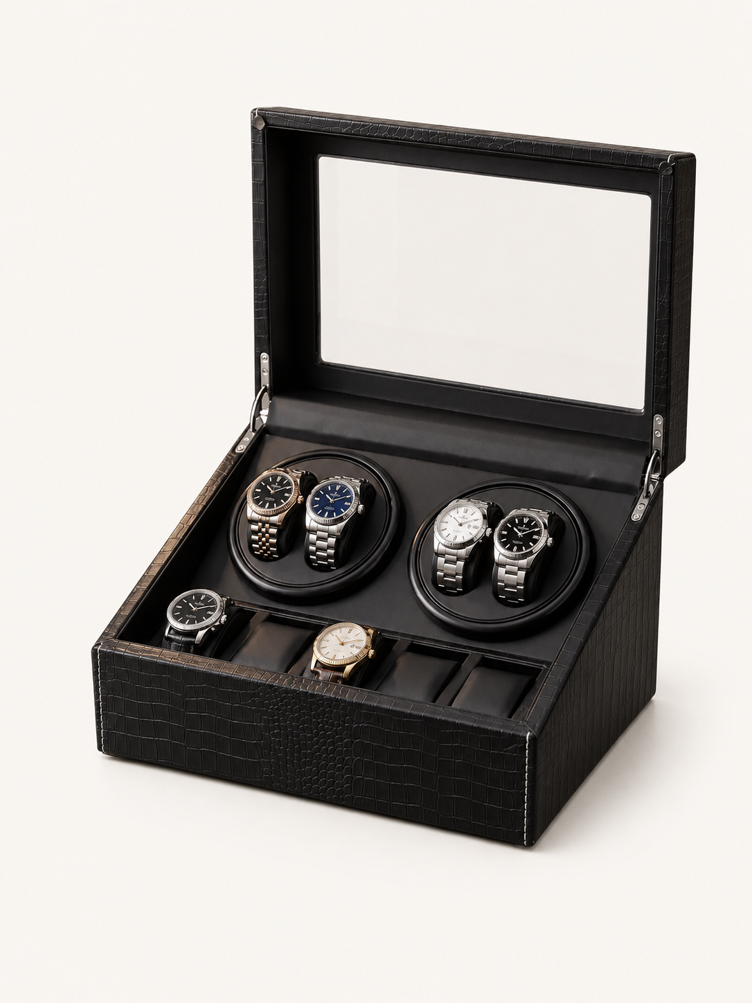 Remontoir 4 montres Cuir, coffret de rangement — vue 3