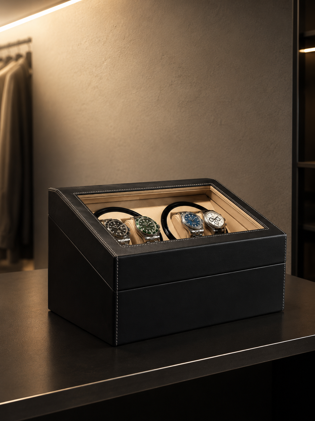 Remontoir 4 montres Cuir, coffret de rangement — vue 5