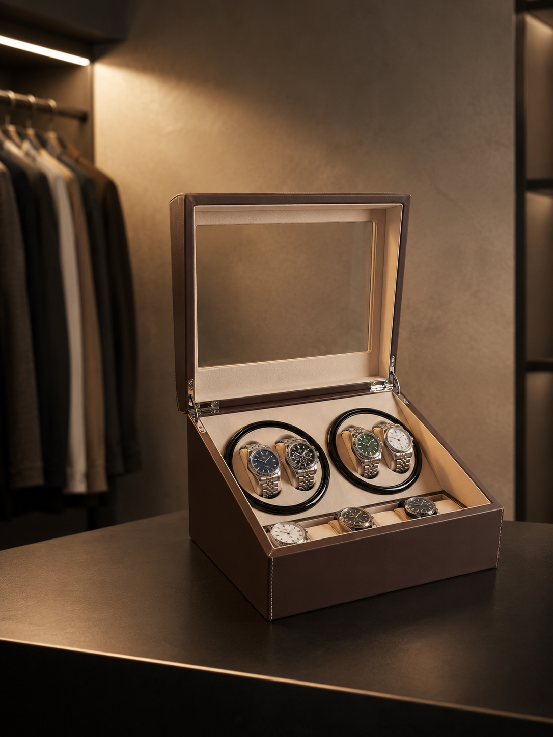 Remontoir 4 montres Cuir, coffret de rangement — vue 6