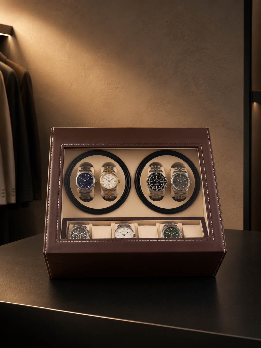 Remontoir 4 montres Cuir, coffret de rangement — vue 7