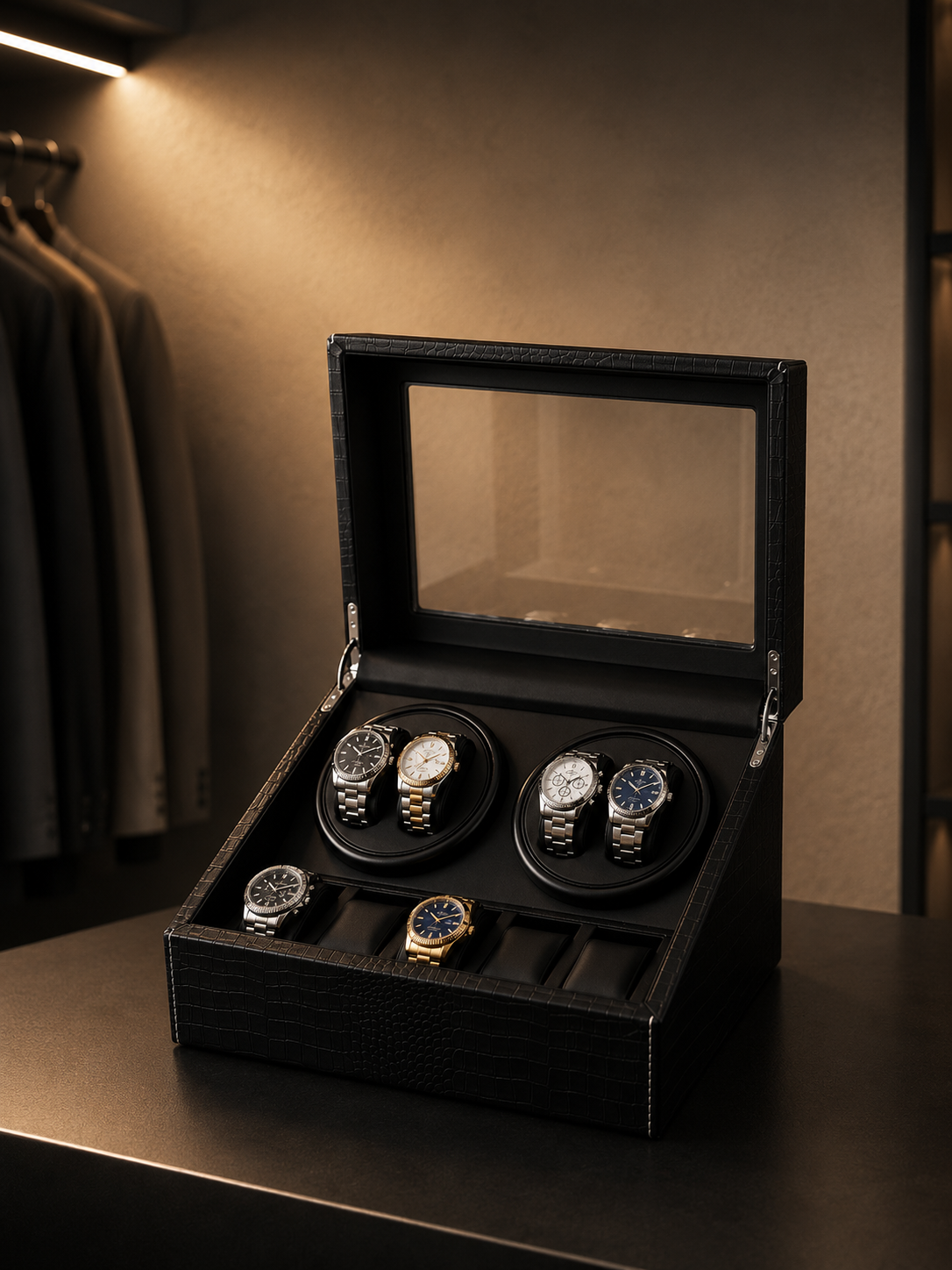 Remontoir 4 montres Cuir, coffret de rangement — vue 8