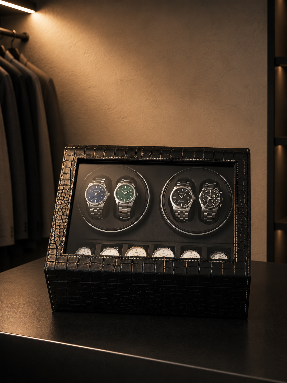 Remontoir 4 montres Cuir, coffret de rangement — vue 9