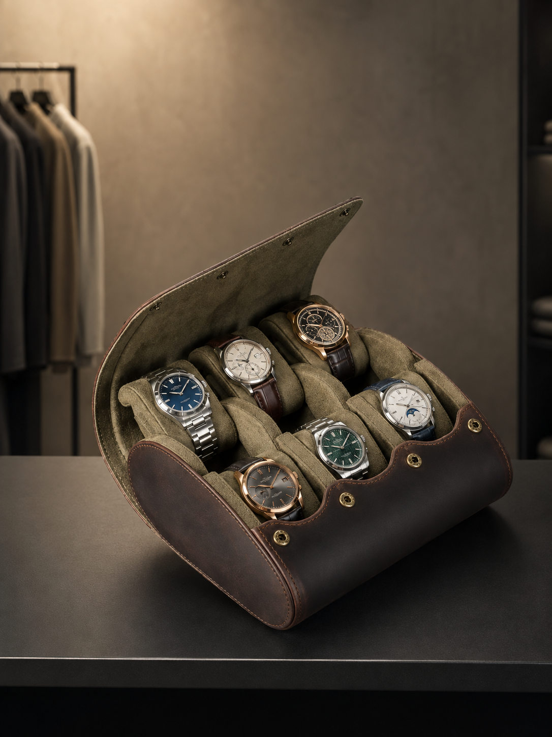 Étui de voyage 6 montres Cuir cognac — vue 2