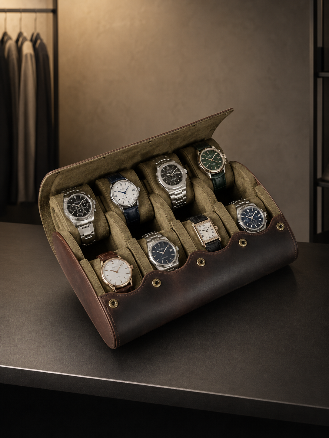 Étui de voyage 8 montres Cuir cognac — vue 2