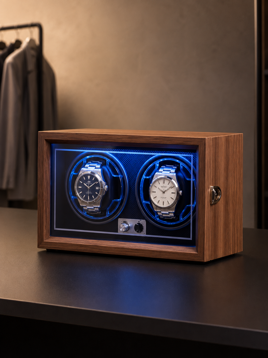 Remontoir 2 montres Bois, éclairage LED — vue 3