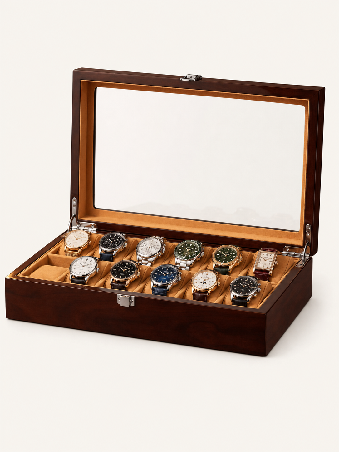 Boîte à montres 12 montres Laqué brun — vue 1