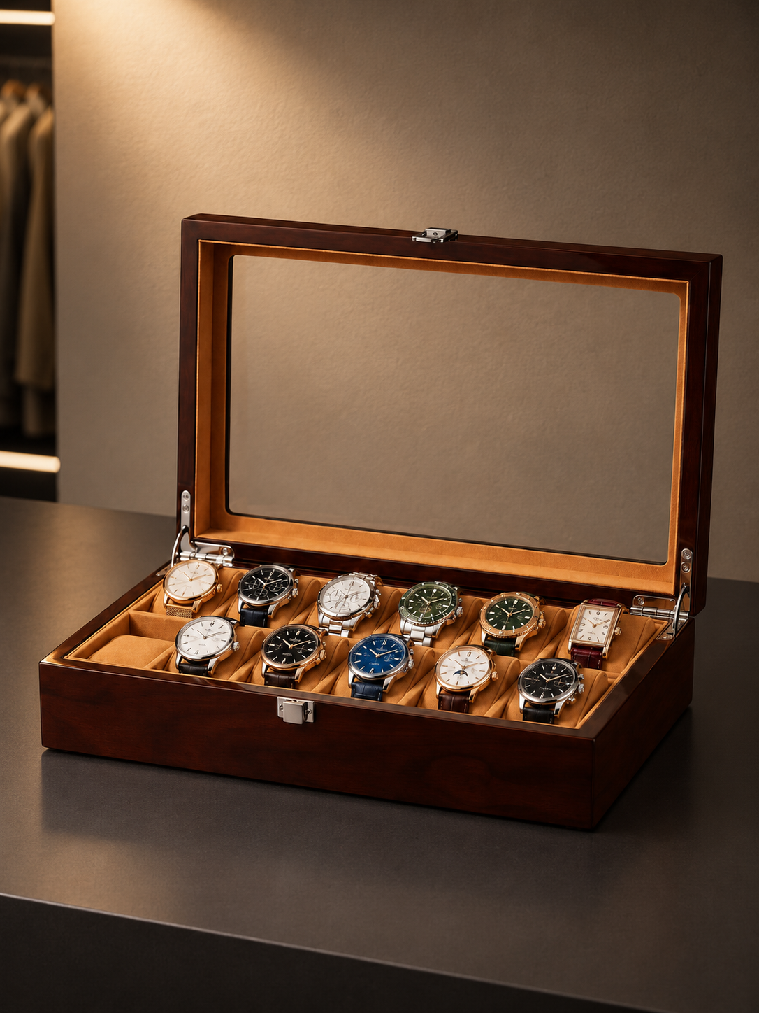 Boîte à montres 12 montres Laqué brun — vue 2