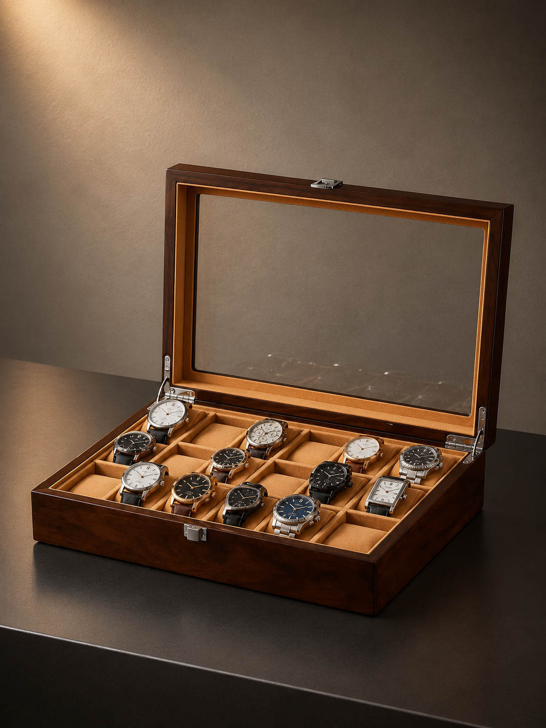 Boîte à montres 18 montres Laqué brun — vue 2