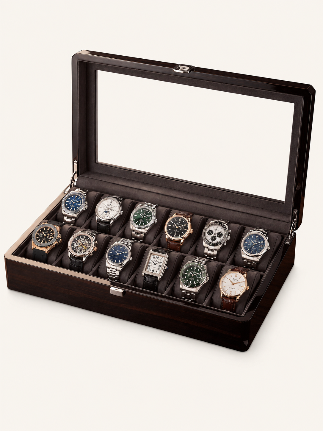 Boîte à montres 12 montres Laqué noir — vue 1
