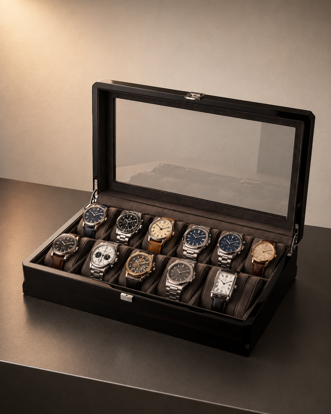 Boîte à montres 12 montres Laqué noir — vue 2