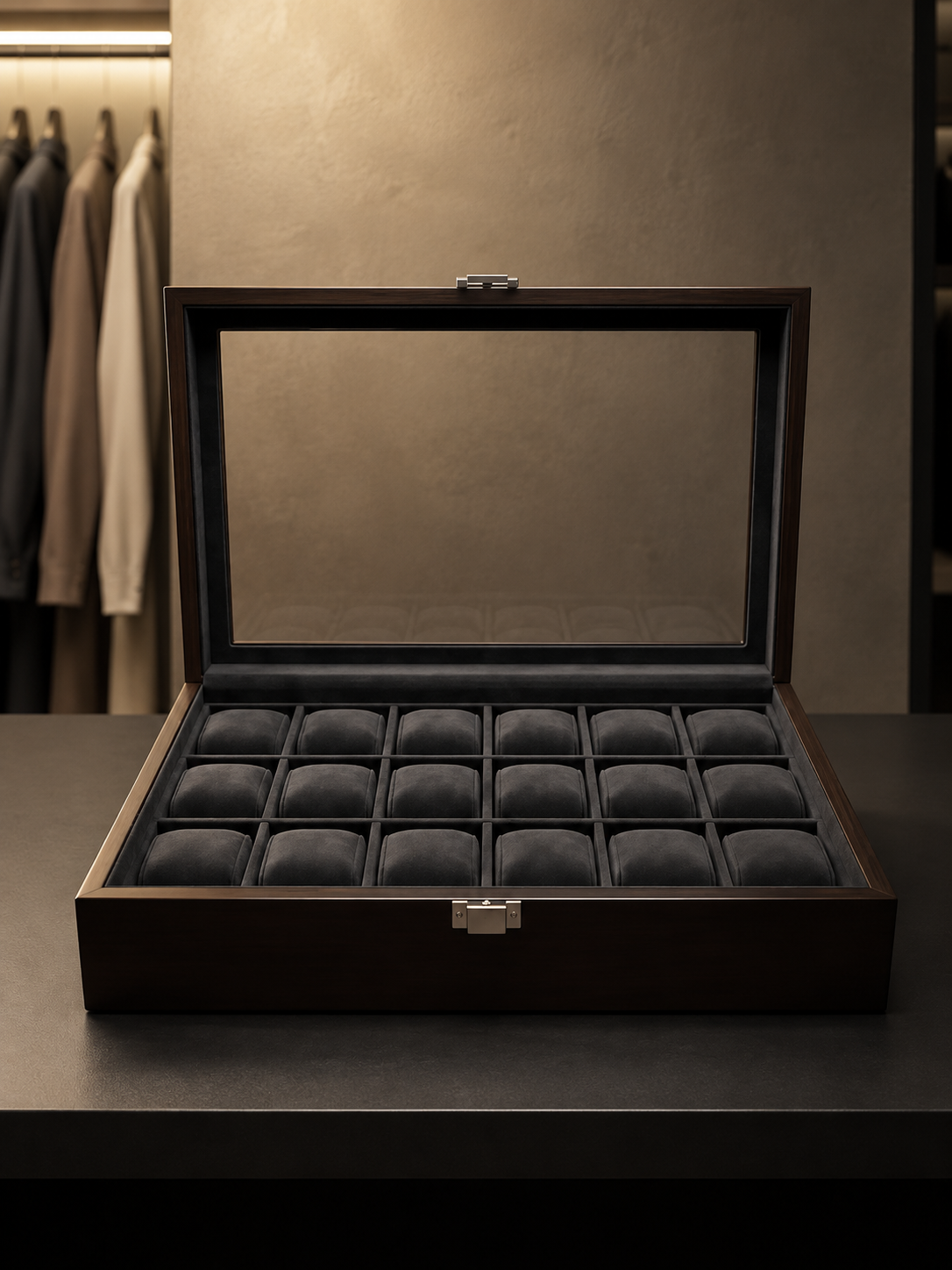 Boîte à montres 18 montres Laqué noir — vue 3