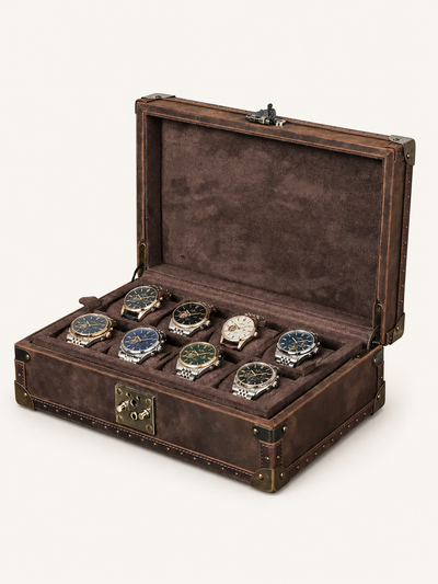 ISOCHRONIE · Boîte à montres · 8 montres · Bois et cuir