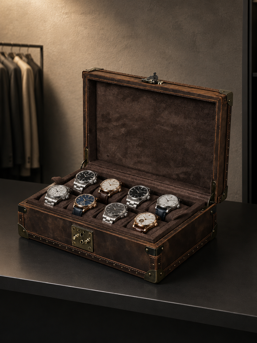 Boîte à montres 8 montres Bois et cuir — vue 2