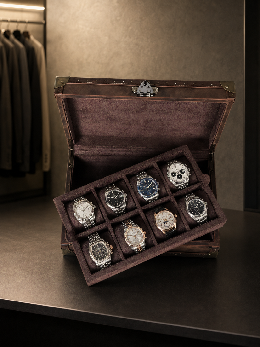 Boîte à montres 8 montres Bois et cuir — vue 4