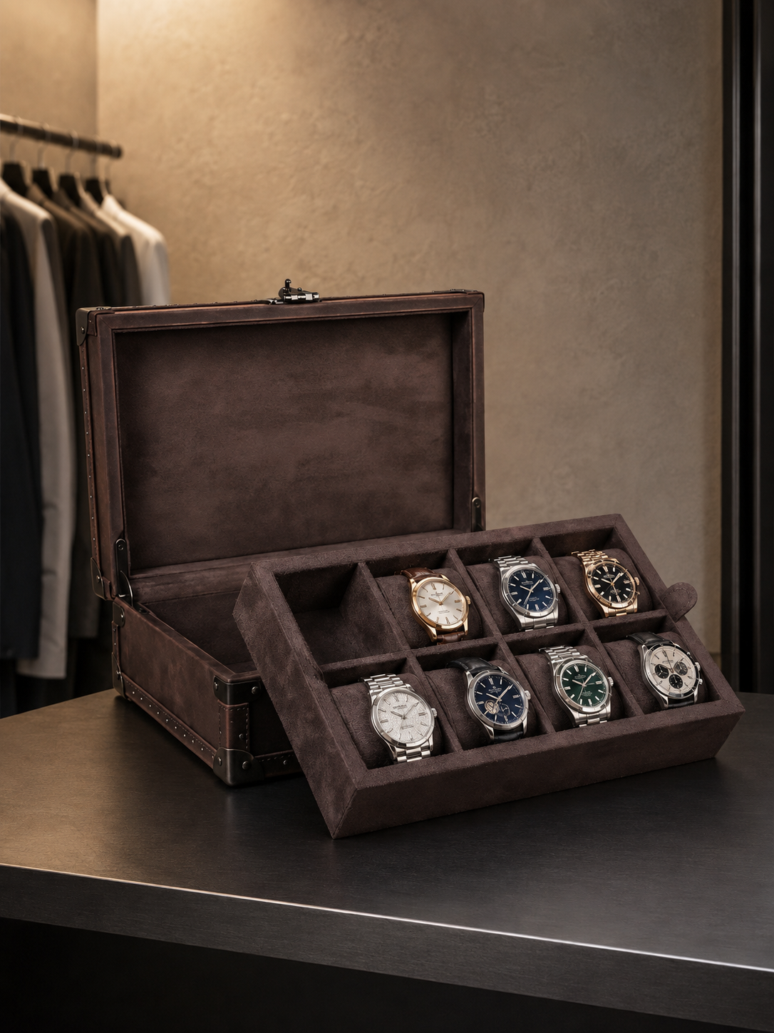 Boîte à montres 8 montres Bois et cuir — vue 5