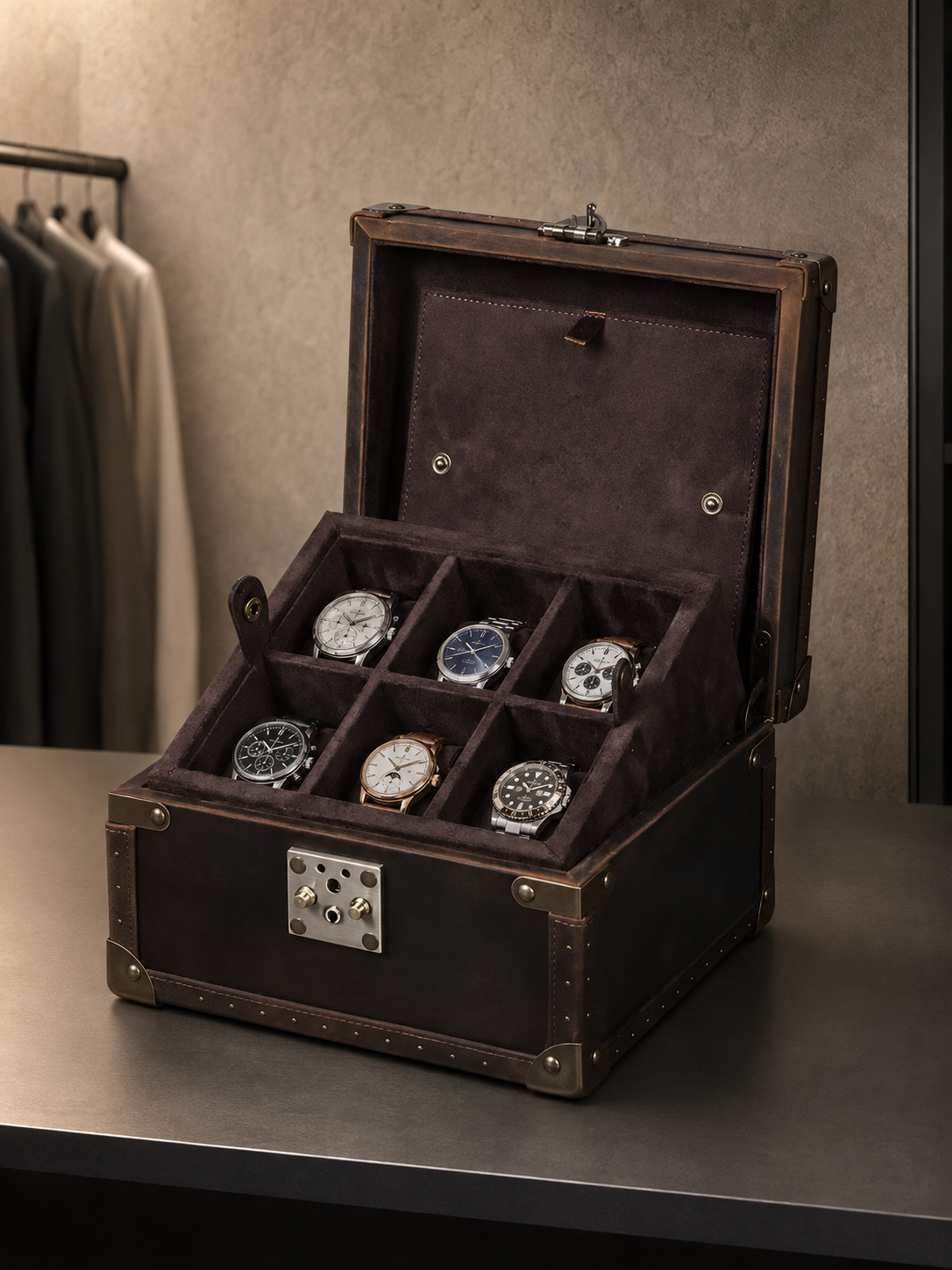 Boîte à montres 6 montres Bois et cuir — vue 2