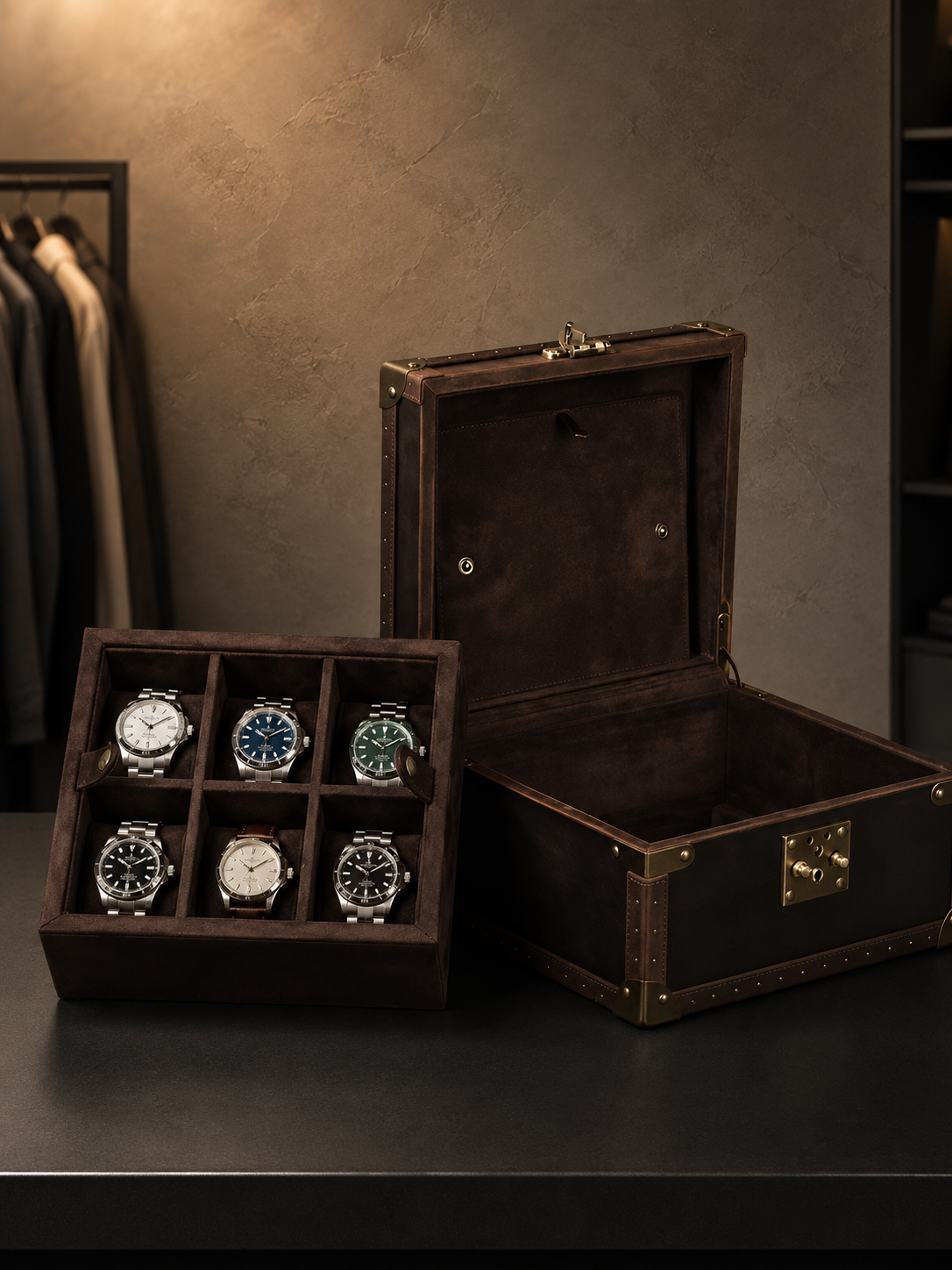 Boîte à montres 6 montres Bois et cuir — vue 3