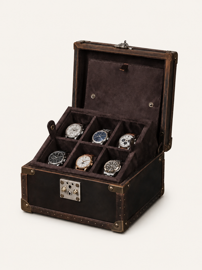 ISOCHRONIE · Boîte à montres · 6 montres · Bois et cuir
